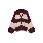 VERO MODA Pletena jopa VMMAYBE karminsko rdeča/bela
