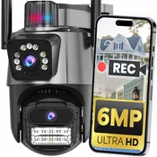 Dexxer WIFI dvojna brezžična vrtljiva 3MPX Full HD videonadzorna kamera IR PIR LED siva