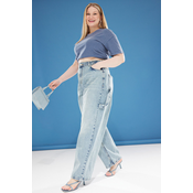 Trendyol Curve Blue High Waist Pipe Leg Plus Size Jeans