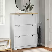 vidaXL Omara za čevlje Corona Bela 99 x 32 x 122 cm Masivno borovo les
