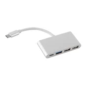 Cadorabo CADORABO 3-PORT USB Več-interface Plug & Play s priključkom USB-C, polnilnico USB-C, 2 USB 2.0 in USB 3.0 vrat za prenosnike, tablice in sodobne naprave z USB-C v srebrni vrati, (20548979)
