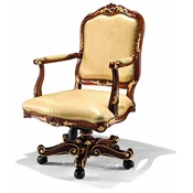 Casa Padrino Luxury Baroque Leather Desk Chair Beige/Brown/Gold