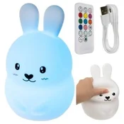 shumee NOČNA LUČKA BEMI SOFT SILIKON Z DALJINSKIM UPRAVLJANJEM 9 LED BARV ZAJEC