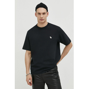 Pamučna majica Abercrombie & Fitch za muškarce, boja: crna, s aplikacijom