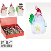 LED okrasna figura snežak večbarvna 10 cm na baterije
