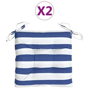 Vidaxl Blazina za stol 2 kosa modro bele črte 50x50x7 cm oxford