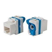 XtendLan Keystone vtičnica RJ45, CAT6, UTP, zaklepanje s ključavnico, namestitev brez orodja, bela z barvnim trakom