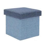 MHOME Zložljiv tabure s pokrovom 25x25xh25cm/moder/poliester, mdf, (5000199742)