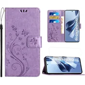 Preklopna torbica in zaščitno steklo za Oppo Reno 10/10 Pro – vijolična