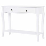 HOMCOM moderna konzolna mizica z 2 predali domači les 100 × 33 × 75 cm bela