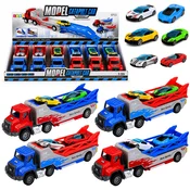 Tovornjak transporter LEAN TOYS 1:55, z avtomobilčki