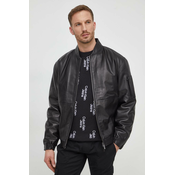 Kožna jakna Calvin Klein za muškarce, boja: crna, za prijelazno razdoblje