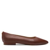 Usnjene balerinke Lauren Ralph Lauren Londyn rjava barva