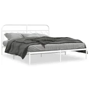 shumee vidaXL Kovinski posteljni okvir z vzglavjem bel 183x213 cm