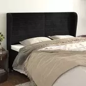 Vidaxl vidaXL Vzglavnik s krilci, črn 163x23x118/128 cm, žamet