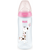 Bočica za bebe Nuk First Choice - Temperature control, 360 ml, roza, žirafa