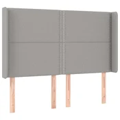 Vidaxl Vzglavje z ušesi svetlo sivo 147x16x118/128 cm blago