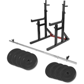 Gorilla Sports Podesivi stalak za cucnjeve i šipku + duga šipka + diskovi (ukupno 40 kg) ( 100738-00065-0001 )
