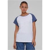 Womens T-shirt Contrast Raglan - white/blue