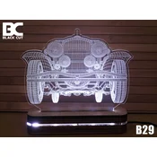 Black Cut 3D Lampa Old Timer Bela