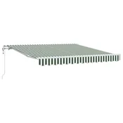 Vidaxl Vlečna tenda Zelena in Bela 350 x 250 cm Tkanina in aluminij
