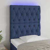 Vidaxl vidaXL Vzglavje postelje z LED modro 80x7x118/128 cm blago