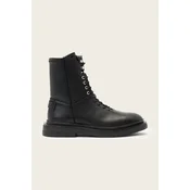 Usnjeni nizki škornji AllSaints Escher Lace Up Boot ženski, črna barva, W084FD