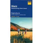 ADAC Regionalkarte Blatt 8 Harz, Braunschweig, Erfurt, Kassel 1:150 000