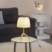 Foscarini namizna svetilka Lumiere 30, 35 cm, mehurčasto steklo, vklop/izklop - Dnevna soba/jedilnica - Dizajn - krem, bela