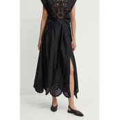 Pamučna suknja Sisley boja: crna, maxi, širi se prema dolje