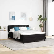 vidaXL Postelja z vzmetnico z vzglavjem Črna 140 x 190 cm Žamet