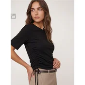 Sinsay - Pamucna bluza sa podesivim nabranjima - crno