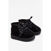 Boto Childrens Lace-up Snow Boots Insulated With Fur Black Hunter