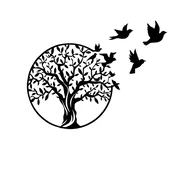 Wallxpert Zidna dekoracija Tree And Birds, 61x56cm, Crna