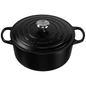 Le Creuset kozica 5.3 L Round, črna, s pokrovom