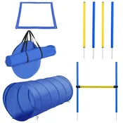 Homestar Set za trening agilnosti psov, tunel, slalom, ovira, startno polje, 148x60 cm, modra