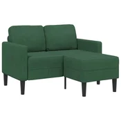 Vidaxl 2-sedežni kavč z ležiščem v obliki črke L temno zelena 125 cm platno