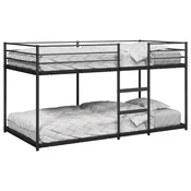 Krevet na kat bez madraca crni 90x200 cm celik