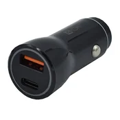 4-OK punjac za automobil s USB i Type-C prikljuccima, 20 W, PD brzi punjac, crni