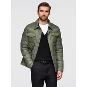 Ombre Mens quilted jacket in shirt cut - olive
