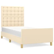 Vidaxl Posteljni okvir brez vzmetnice krem 100x200 cm blago