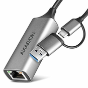 AXAGON ADE-TXCA Gigabit Ethernet Adapter, USB-C + USB-A - titangrau-ADE-TXCA