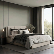 MID.YOU OBLAZINJENA POSTELJA 160 cm x 200 cm , les, tekstil, leseni material naravne barve