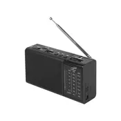 Prenosni radio LTC z USB, TF, AUX, mini LED svetilko in baterijo črne barve