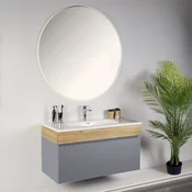 HANAH HOME Kupatilski ormarić sa umivaonikom i ogledalom (2 komada) Harmony Light Grey