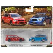 Hot Wheels: 2005 Mitsubishi Lancer in 2004 Subaru Forester deluxe avtomobilčka - set 2 kosov