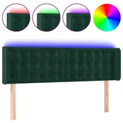 Vidaxl LED posteljno vzglavje temno zeleno 147x16x78/88 cm žamet