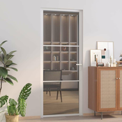Greatstore Notranja vrata 83x201,5 cm Bela ESG steklo in aluminij