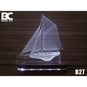 Black Cut 3D Lampa Brod Bela