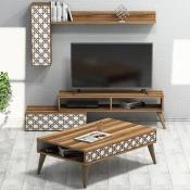 Hanah Home Set nameštaja za dnevnu sobu Planet, 3 komada, Orah-beli
